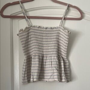 Striped Cream and Blue Women's Top
